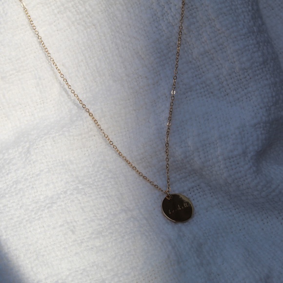 "Be Still" Gold Pendant Coin Necklace - Picture 2 of 4